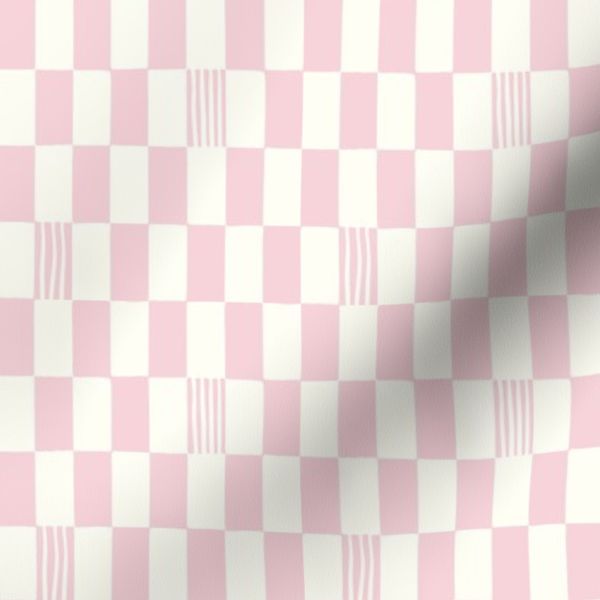 S Playful Checkerboard Vertical Stripe Accent Modern Graphic Soft Pink Pig