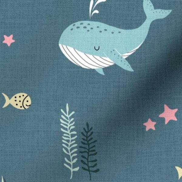 Whales Under The Sea - Teal