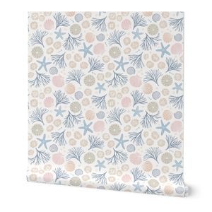 Beach Spirit (M) - Soft Pastels - Coastal Boho Shells Seaweed & Starfish