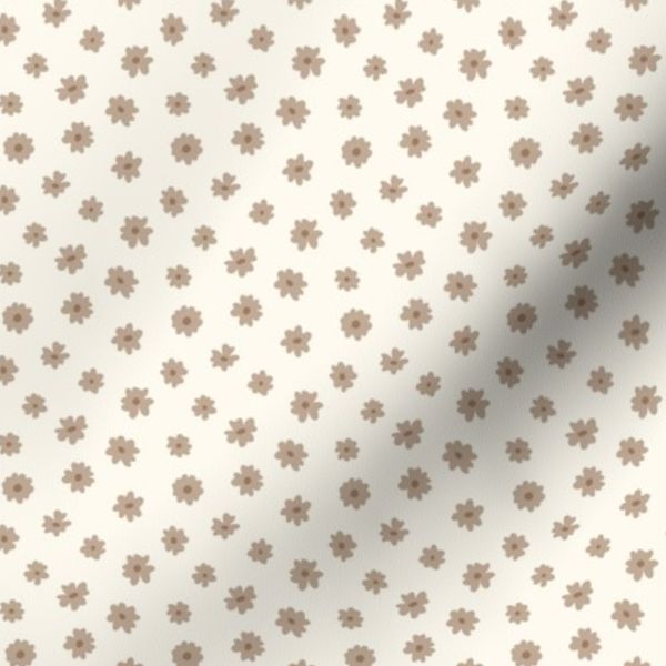 Neutral Boho Ditsy Floral Print Calm Minimalist Wildflower Taupe Beige Tiny
