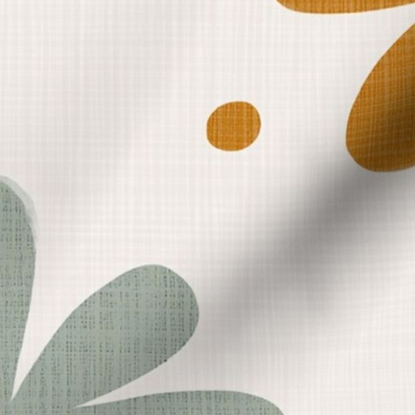 Gerbera Daisy Sage Green Retro Floral Pattern