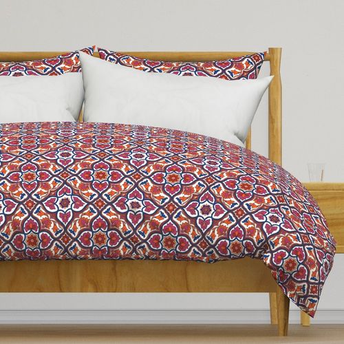 Carmen series modern jacobean design in orchid navy tangerine and white