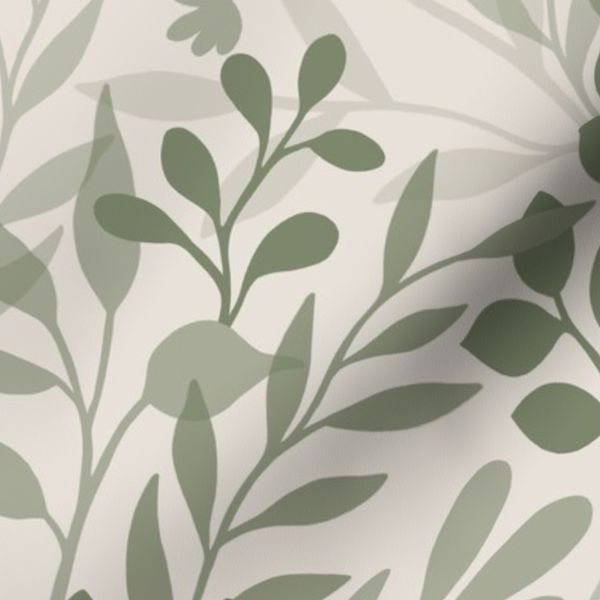 Garden Vine XL Layered Floral Silhouettes Olive Green