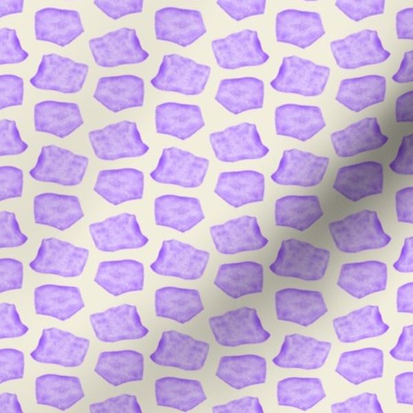 Half Drop Irregular Organic Shaped Purple Sea Glass on Cream Small Scale