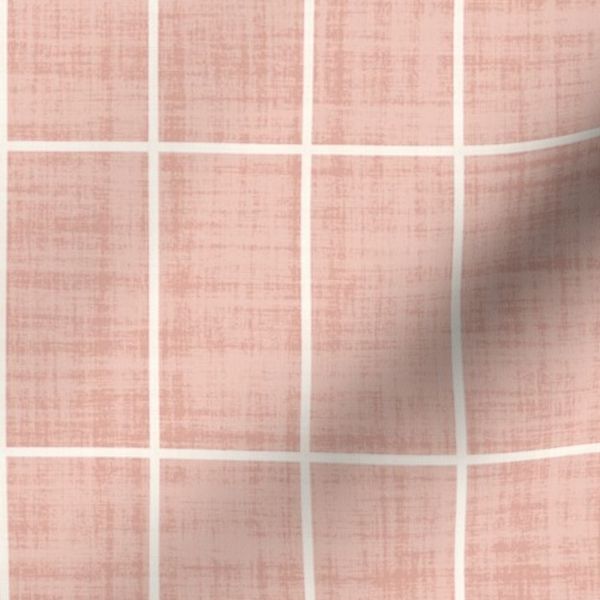 Vertical Rectangular Tile Grid- Linen Texture - Terracotta Rose / Warm Pink