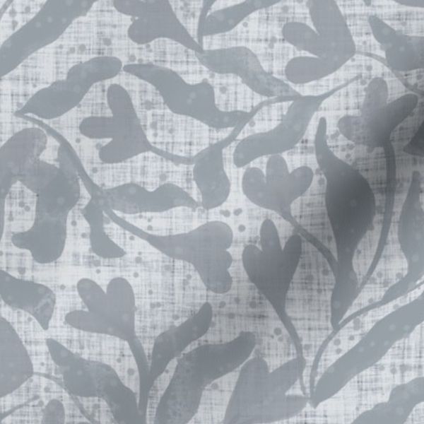Watercolor Beachy Boho Floral Seagrass Coastal Silver Light Gray Tossed MED