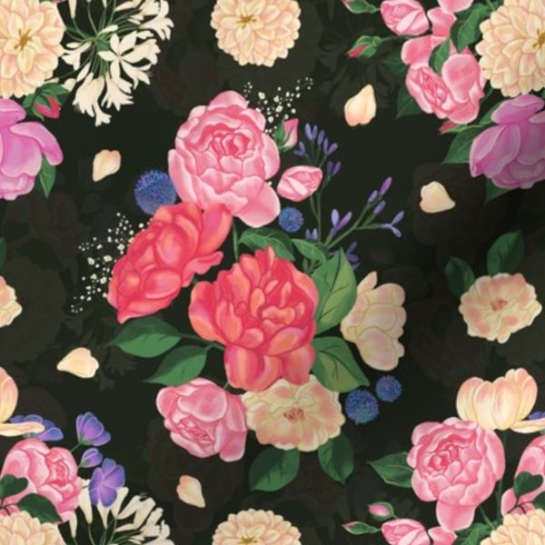 Midnight Peony Garden (Dark) S