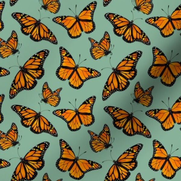 Monarch Butterflies - Aqua