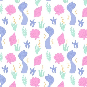 Pastel Mermaid Tail & Shimmering Shell Ditsy