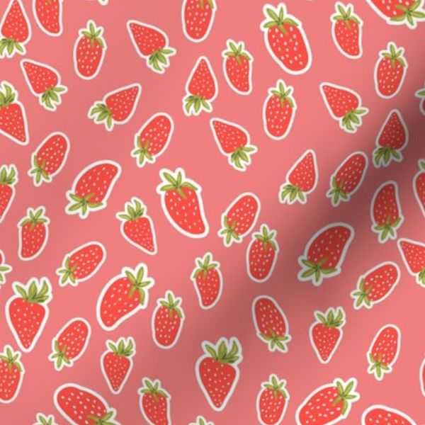 Hand Drawn strawberry Fruit fabric