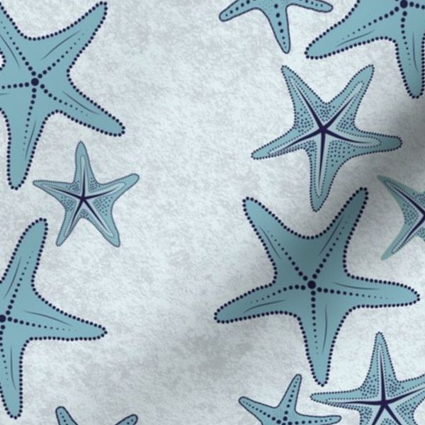 Coastal Nautical Minimal Starfish Vertical Stripes Teal & Light Blue Grey