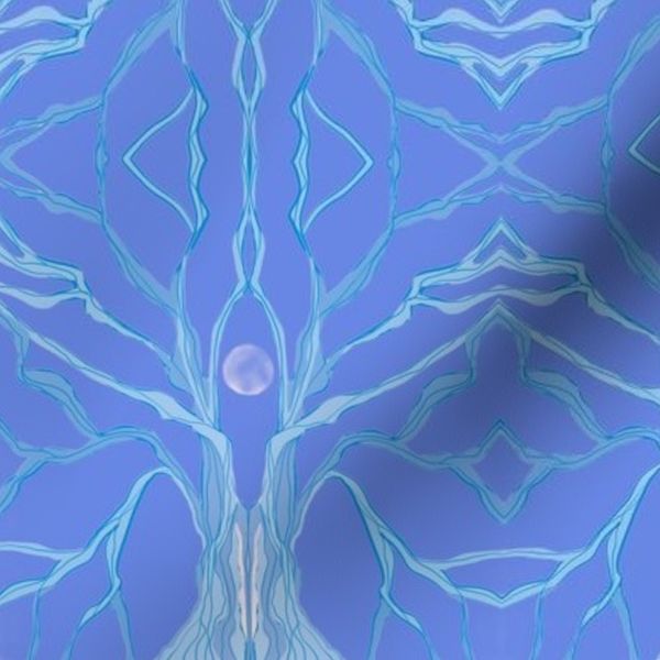 mirrored blue trees on blue