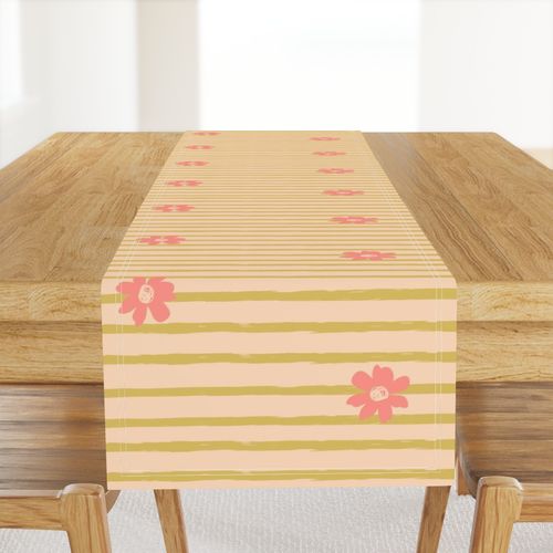 Pumpkin Opossum Small Flowers Stipes Pink & Green