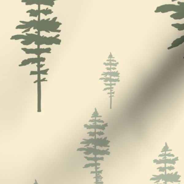 Painterly Forest Trees - 2026 Trend Jade Cream Abstract Vintage Punk Design