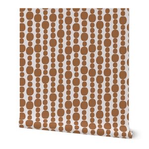 Vertical Oval dot lines in copper brown on cream-Large