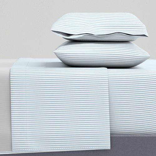 Narrow classic candy stripe in baby blue and white with light texture
