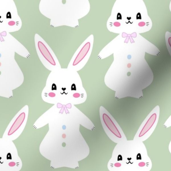 Easter Cute Bunnies on Green