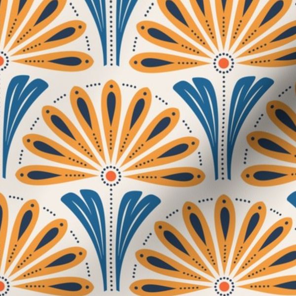 KF 0477 B - Small 6" - Vintage Retro 70s Modern Art Deco Floral