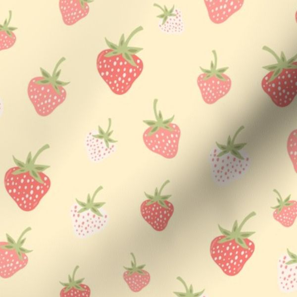 Strawberry Fruit Cottagecore Design Butter Yellow