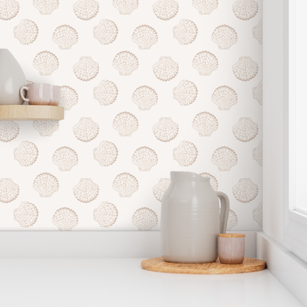 Corner of a kitchen counter with a window and shelf showing Peel and Stick wallpaper on the walls