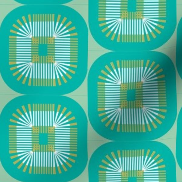 Medallion Tile Muted Mint and Turquoise