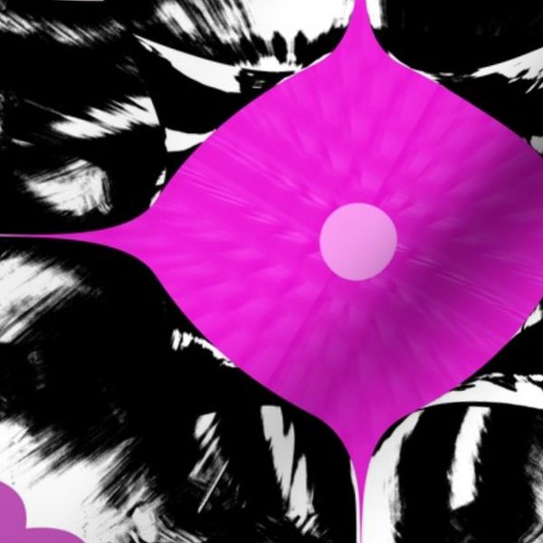 Magenta Pink Black White Abstract Geometric Brush Pattern Fabric