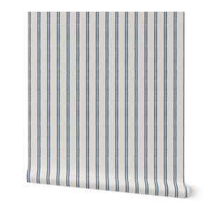 Medium Thin Hand-drawn Double Stripe - Playful Dotted Stripes Blue on Gray