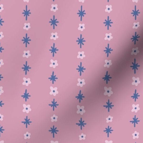 Pattern 202625 - Floral Stripe - Pink & Blue