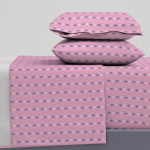 Pattern 202625 - Floral Stripe - Pink & Blue