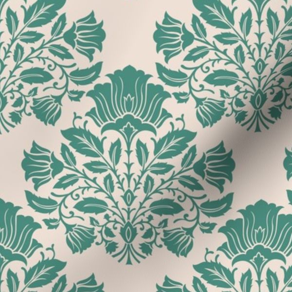 Small Jade Green Ditsy Floral Sprigs