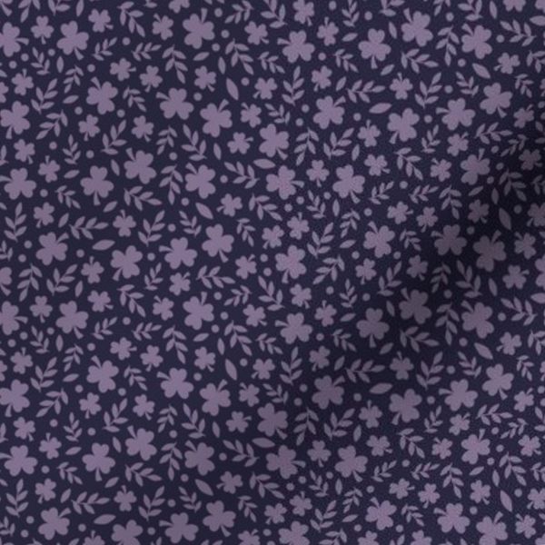 Clover Meadow Toss - Ditsy Floral Clover Scatter in Navy & Dusty Lavender