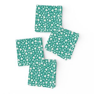 Clover Meadow Toss - Ditsy Floral Clover Scatter in Teal Green & Cream