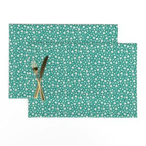 Clover Meadow Toss - Ditsy Floral Clover Scatter in Teal Green & Cream