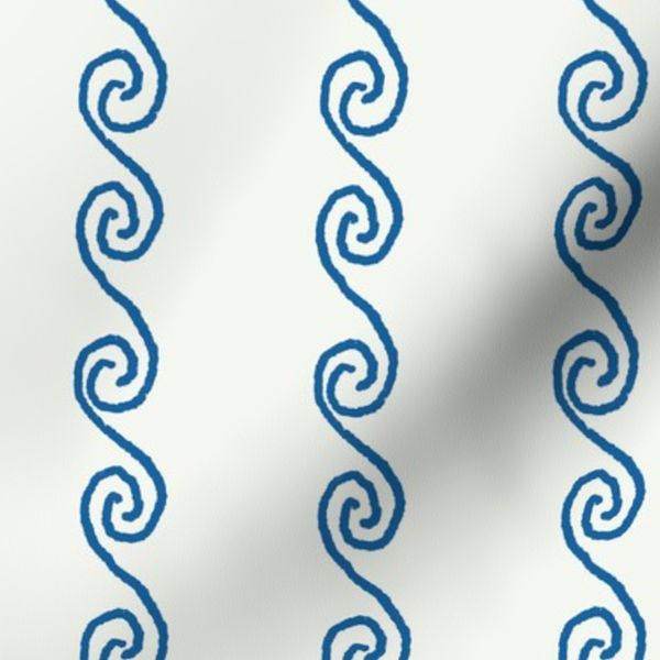 Hand-drawn Wave Vertical Stripe in Navy on Cream Background