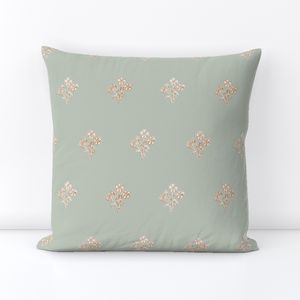 S Romantic floral modern traditional hand-crafted block print-sage green