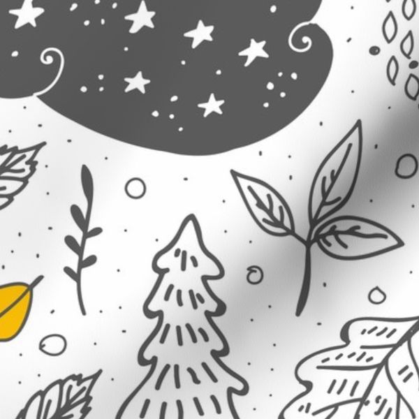 Autumn Doodle Seamless Pattern With Owl And Pumpkin
