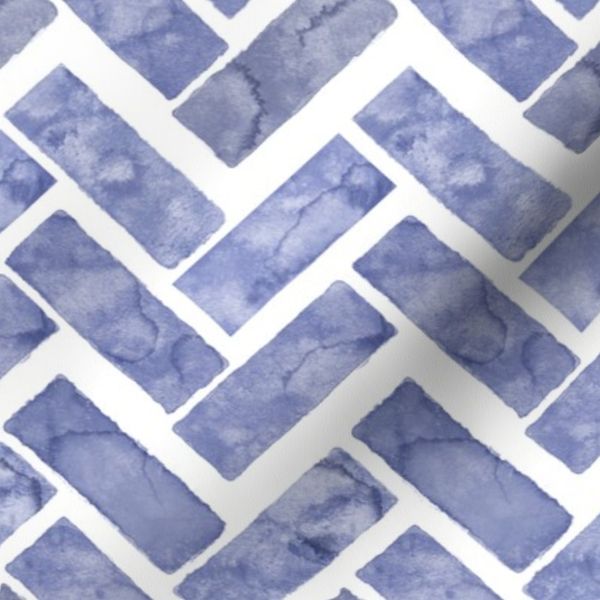 Watercolor Overlapping Chevron in Denim