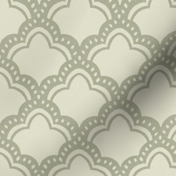 Boho Scalloped Fan- Sage Green