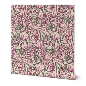 Maximalist Tropical Botanical Jungle Abstract Line Art Medium