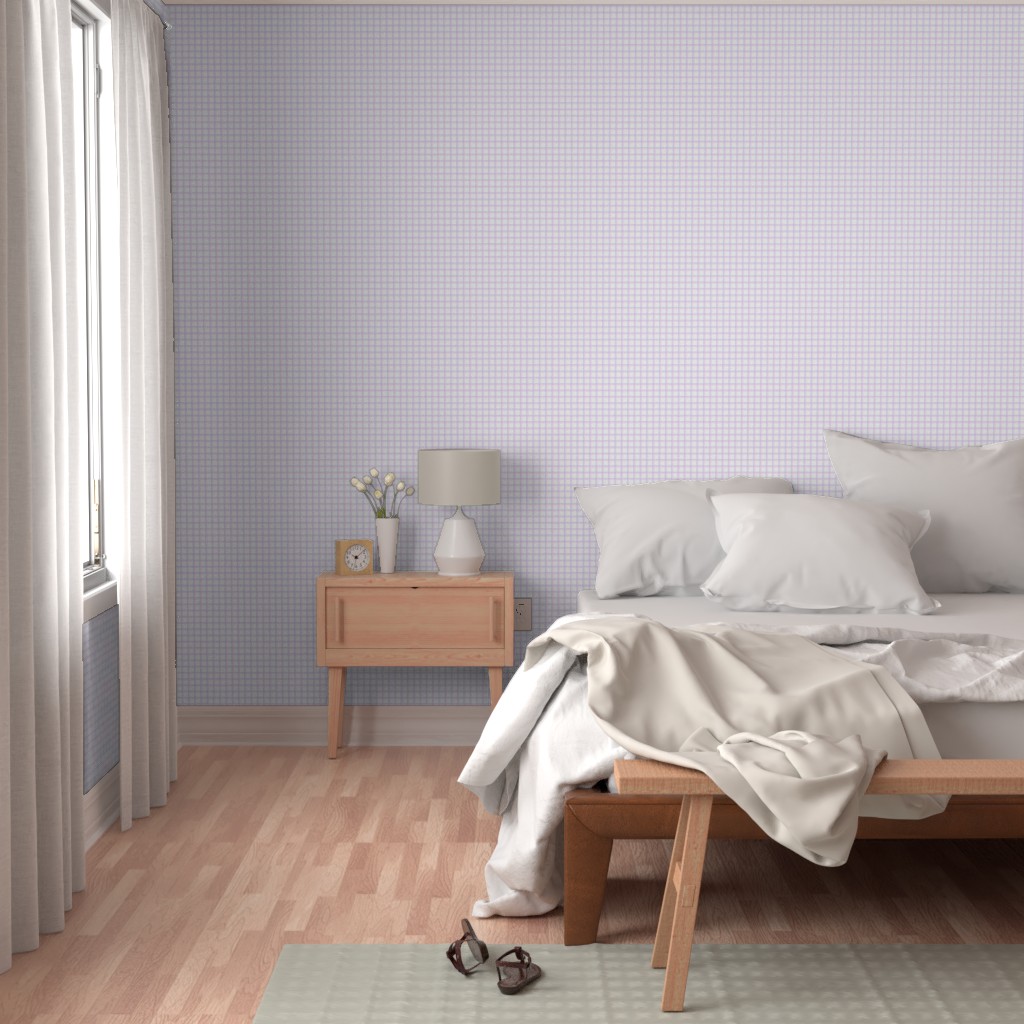 Bedroom with a bright window, bed and wood furniture with Peel and Stick wallpaper on the walls
