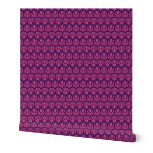 Pink Stylized Feathers on Plum