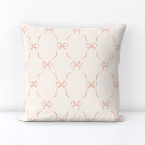 XL - Watercolor Bow Ribbon Trellis - Peach On Cream