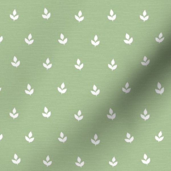Margot Floral Sprig - Willow Green and Pure White - Petite Block Print