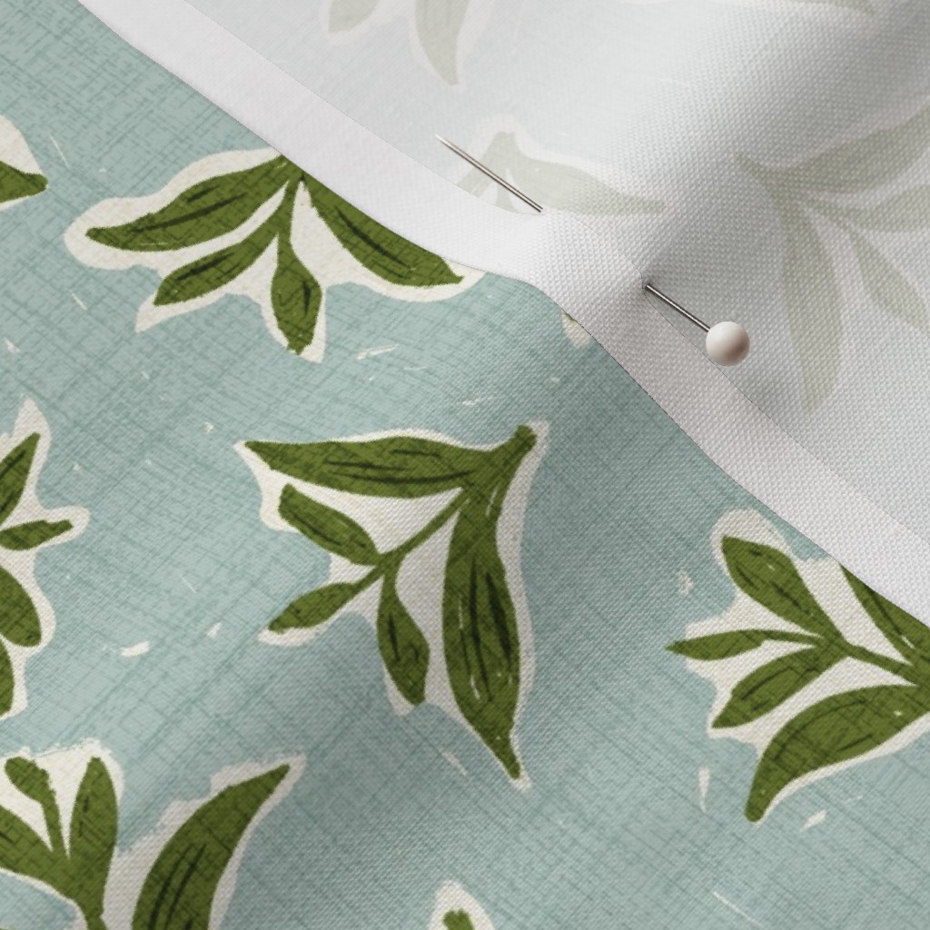 Close up of Petal Signature Cotton fabric with a sewing pin