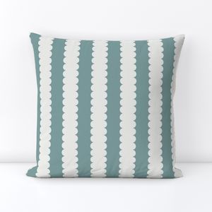 Playful Bubble Stripe Pattern in Soft Ivory and Muted Teal Large Scale