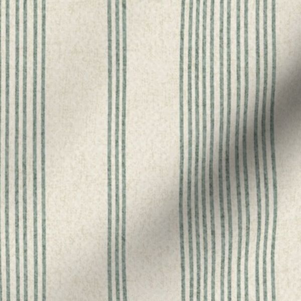 Modern Farmhouse Muted Green Ticking Stripe Medium Scale