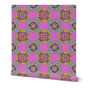 Colorful Hand Drawn Boho Mandalas on Pastel Purple