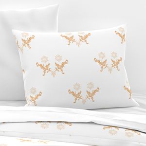 Large - Floral Block Print Blender Design In Soft Peach On White