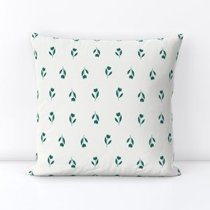 (S) Minimalist Scattered Tulips Floral Hand Drawn Print - Teal Green
