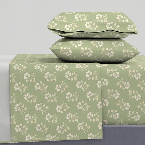 Sketchy Flowers & Leaves Loose Wood Block Floral Apple Green 12"